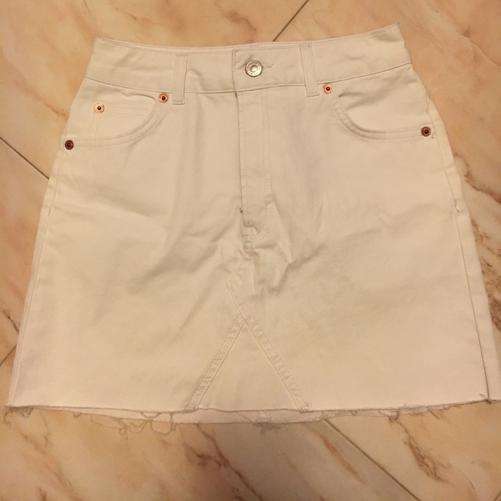 Topshop White Coated Denim Skirt US 4
