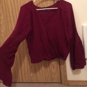 American Eagle Maroon Long Sleeve Top
