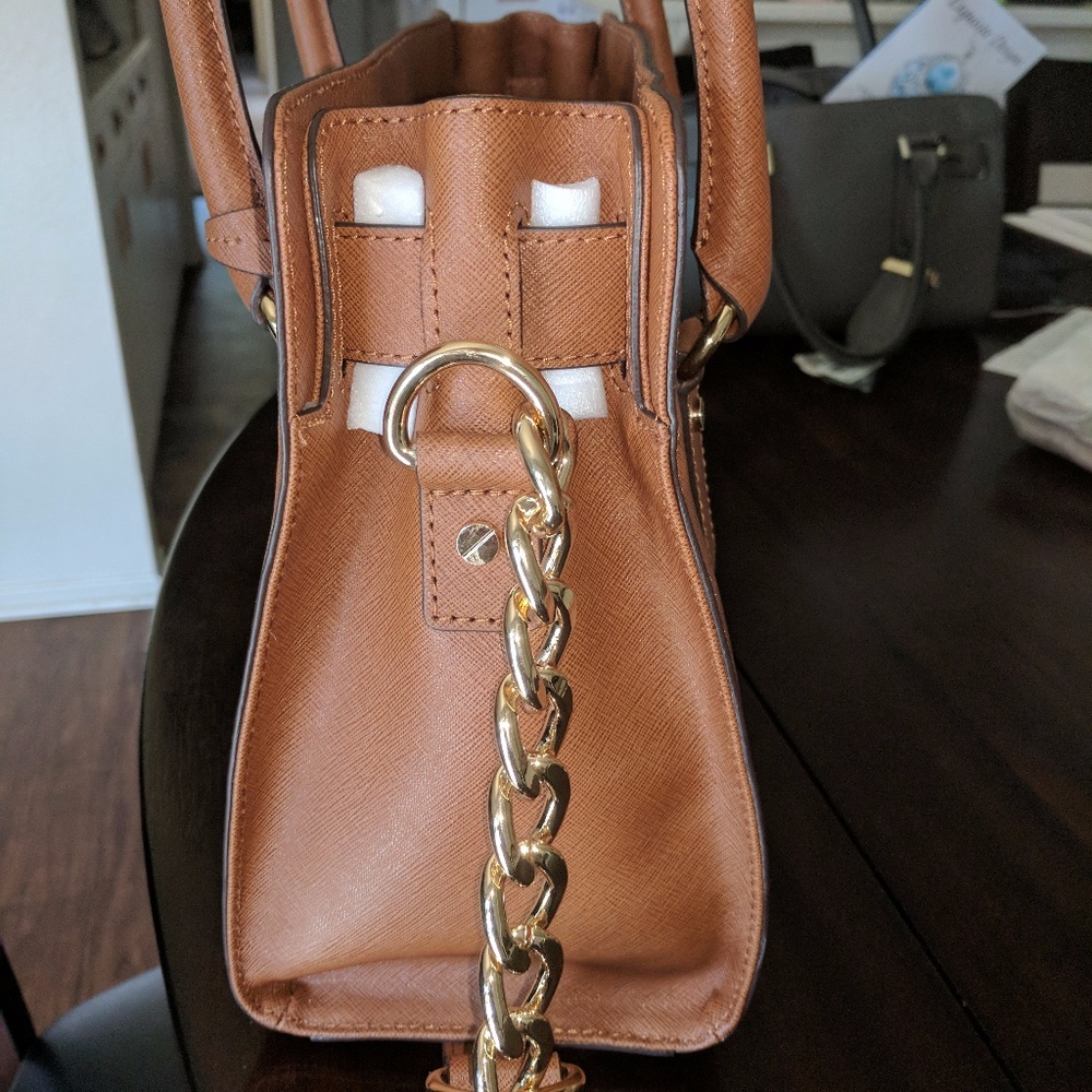 Michael Kors Hamilton  Satchel - NWT Brown W/Gold - Picture 4 of 6