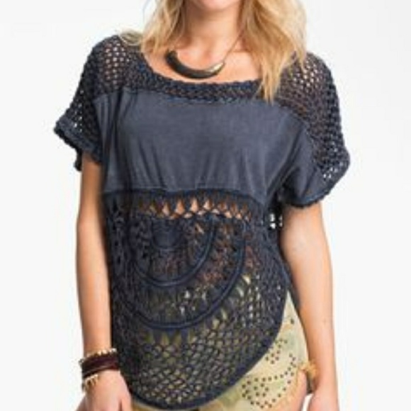 *NEW* FREE PEOPLE Medallion Mecrame Knit Top - Picture 4 of 4