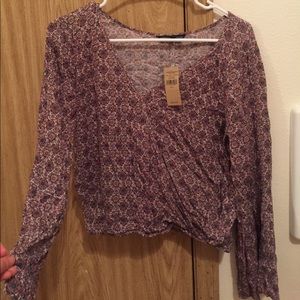 Long Sleeve Printed American Eagle Top