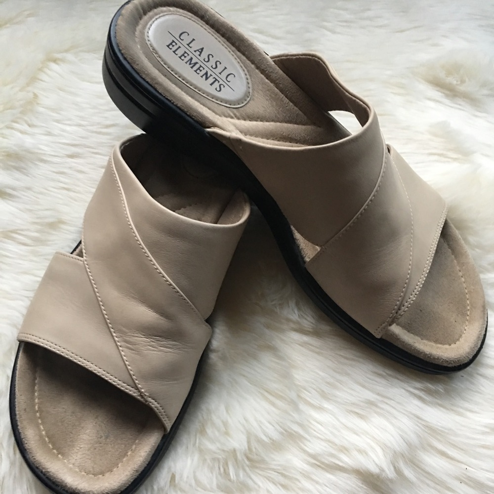 Comfortable Cream Mule Slide On Sandals