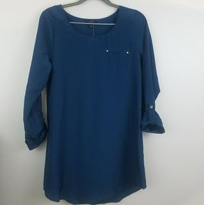 Dark Teal Blouse w/ fake front pocket