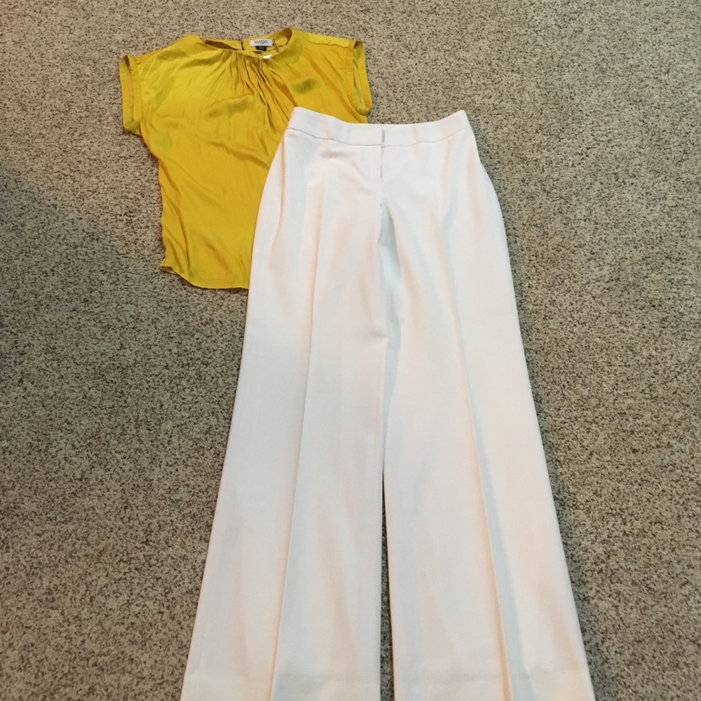 WHBM White slacks. Size 4. 32" inseam. Mid rise.