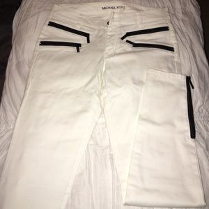 NWT Michael Kors White Zipper Jeans