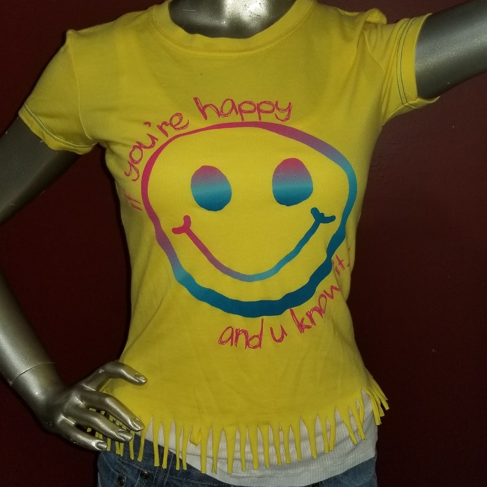 Revamped Happy Face Lace Up Shirt - Xsmall