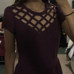 Purple diamond cutout dress