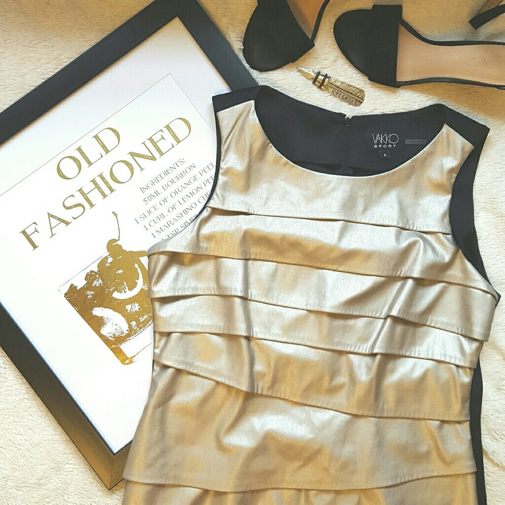 Vakko Gold Party Dress