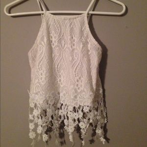 Charlotte Russe White Lace Crop Top