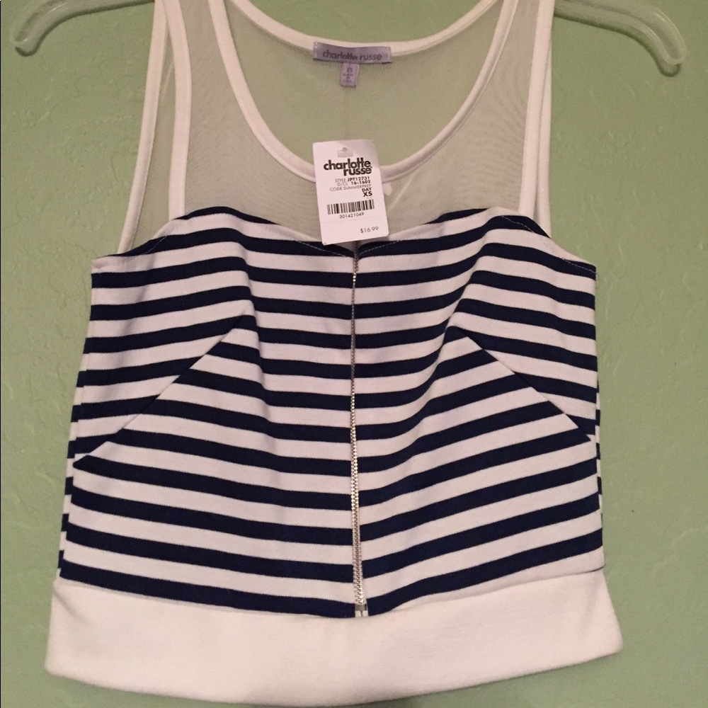 Blue and white crop top