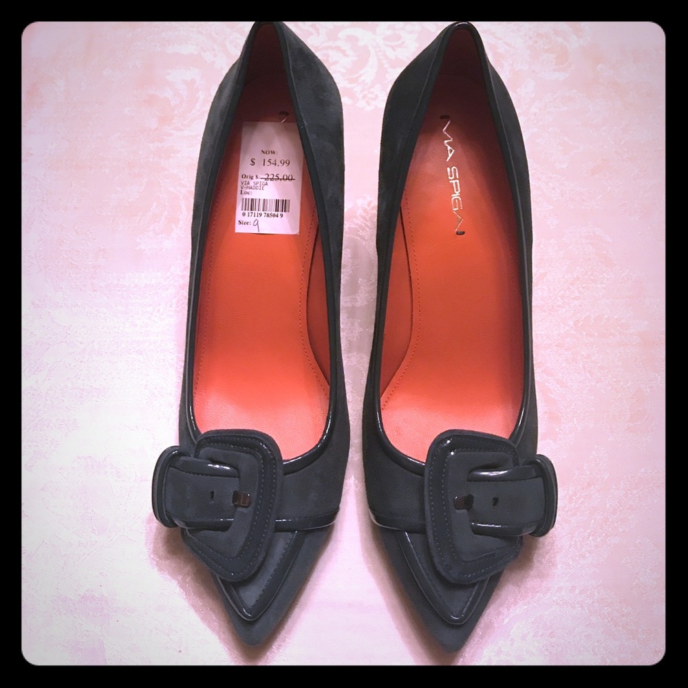 Via Spiga Emerald Turquoise suede heel size 9