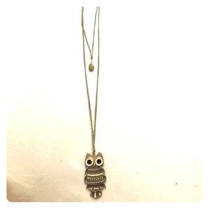 Long owl two chain necklace