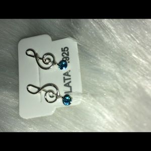 Music note earrings (sapphire blue)