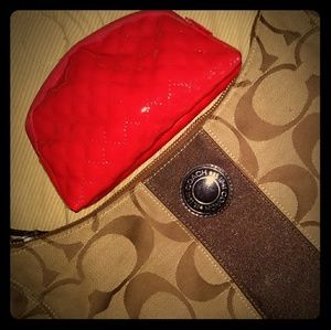 Vibrant red makeup bag