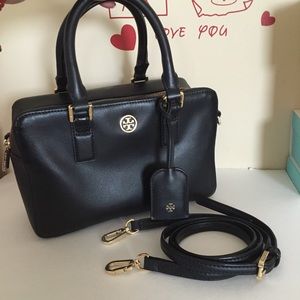 Tory Burch Robinson Mink Square Satchel Bag Black