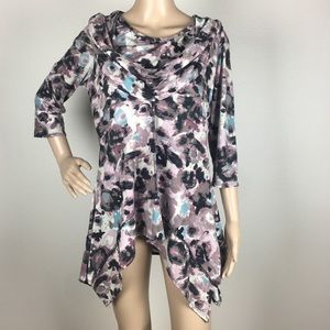 Coco Bianco Asymmetric Hem Cowlneck Blouse Large