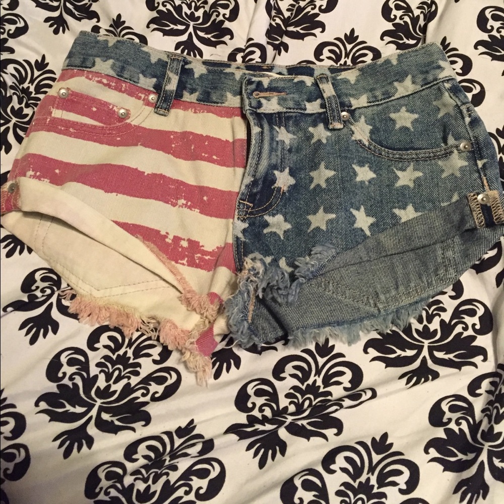 American Flag Denim cut off shorts