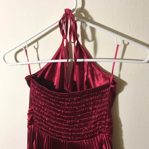 Pleated Sangria Strap Neck Dress - Picture 5 of 8