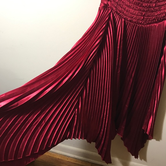 Pleated Sangria Strap Neck Dress - Picture 6 of 8