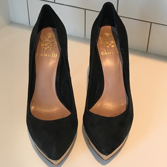Black & Gold pointed toe heels - Picture 5 of 5