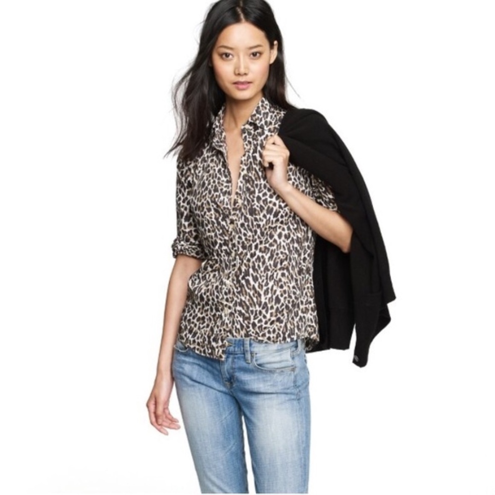 *SOLD*  J.CREW THE PERFECT SHIRT LEOPARD PRINT