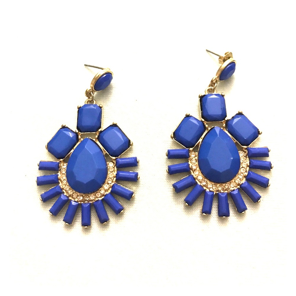 Royal blue and gold goddess earrings