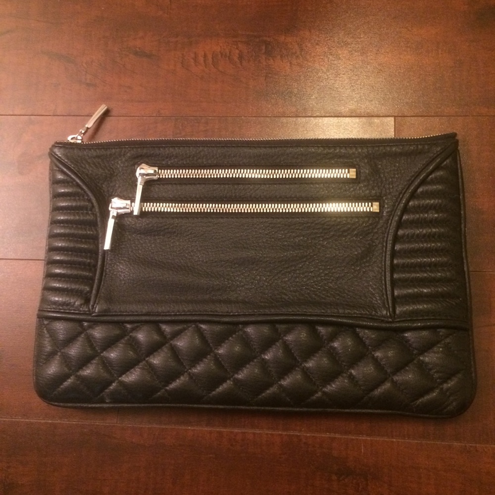 Designer Elle Tarplin Black Leather Clutch