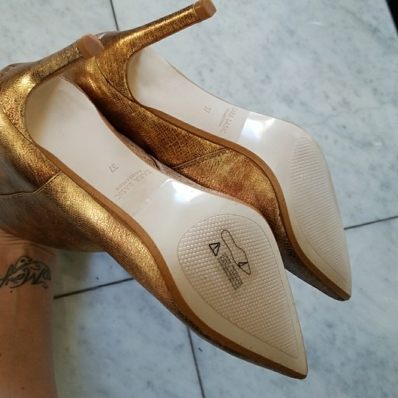 Zara Real Leather Gold Booties 6.5 - Picture 7 of 8