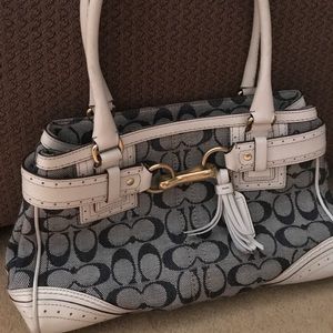 Coach blue and white handbag