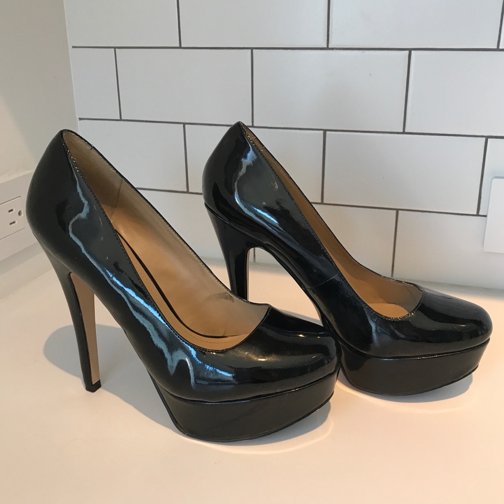 Black patent heels