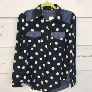 Forever 21 polka dots denim shirt Forever 21 polka dots denim shirt