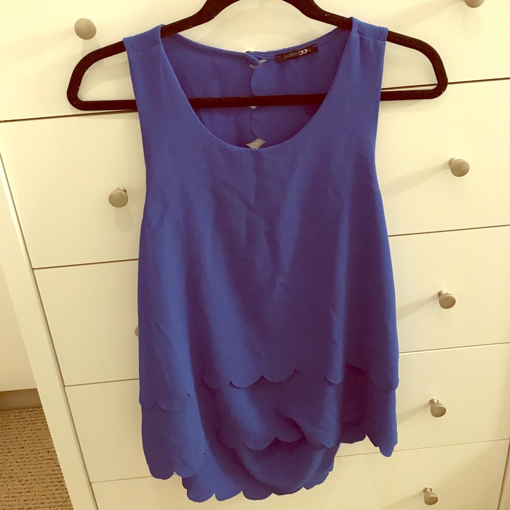 Cobalt blue scalloped blouse