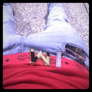 Red MCM belt real belt comes with bag and box