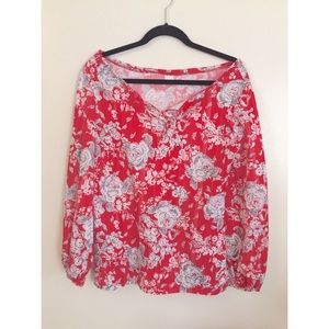 Red floral vintage top Red floral vintage top