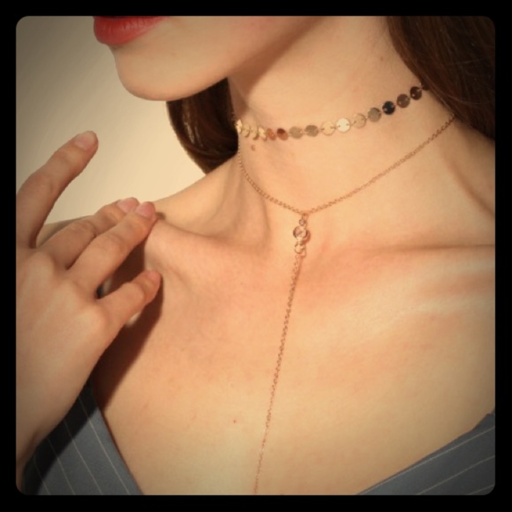 📍Gold Choker Drop Necklace. NWT!