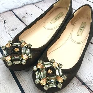 PRADA Rhinestone Flower Embellishment Flats 37 PRADA Rhinestone Flower Embellishment Flats 37