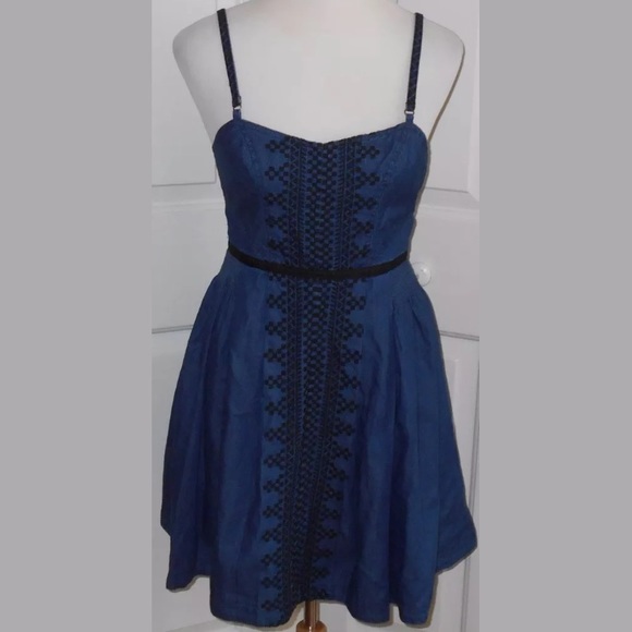 Free People Dresses & Skirts - New Romantics Free People Denim Embroidered Dress