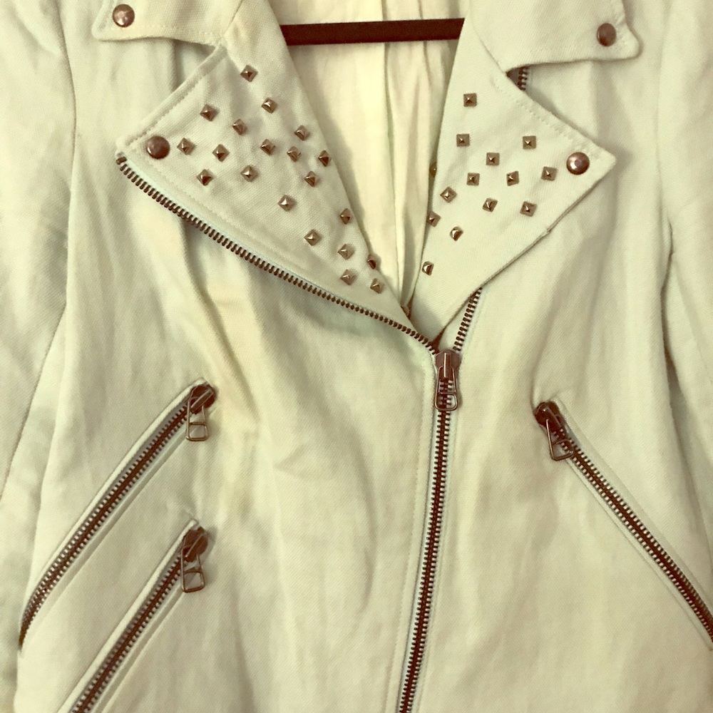 Zara Tiffany blue stud motor jacket