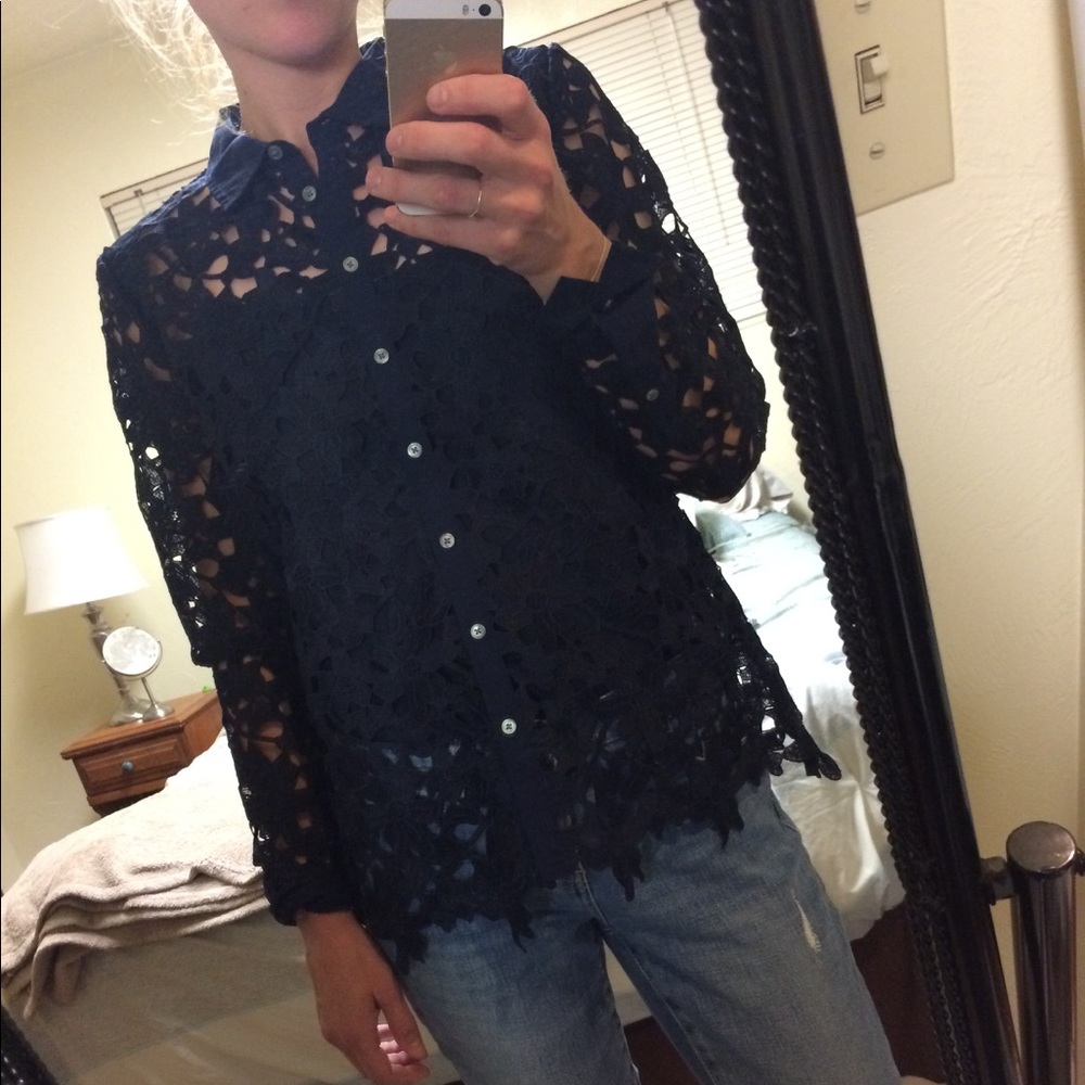 Banana Republic Floral Cage Lace Top