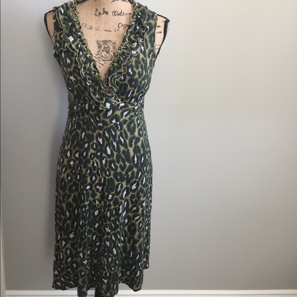 NWT INC Utility Chic Dress in Olive Animal Print - Picture 1 of 8
