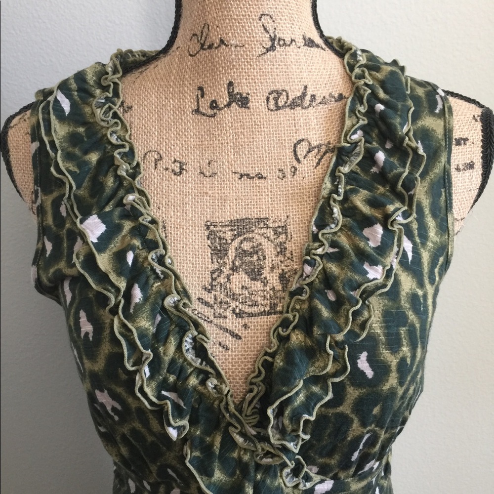 NWT INC Utility Chic Dress in Olive Animal Print - Picture 2 of 8