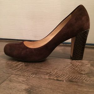Cole Haan Nike Air brown suede chunky heeled pumps Cole Haan Nike Air brown suede chunky heeled pumps