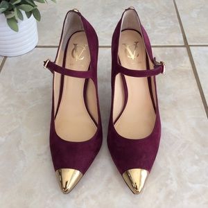 VERO CUOIO BURGUNDY SUEDE & GOLD PUMPS VERO CUOIO BURGUNDY SUEDE & GOLD PUMPS