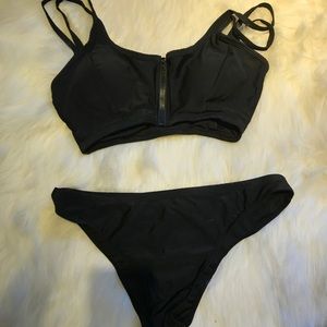 Black zip top bikini Black zip top bikini