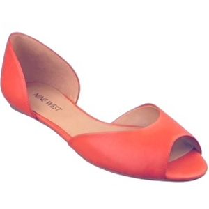 NINE WEST BACHLORET ORANGE LEATHER FLATS NINE WEST BACHLORET ORANGE LEATHER FLATS