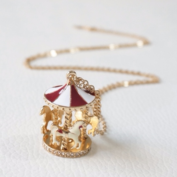 NEW Carousel Merry-go-round Gold Red Necklace - Picture 4 of 5