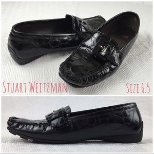 Stuart Weitzman “Cia” Croc Patent Leather Loafers Stuart Weitzman “Cia” Croc Patent Leather Loafers