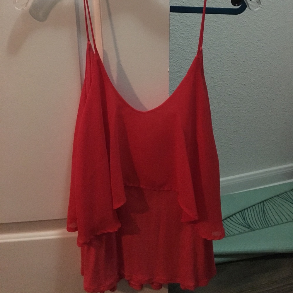Red spaghetti strap tank