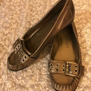Mark Jacobs gold loafer moccasin style & buckle 8 Mark Jacobs gold loafer moccasin style & buckle 8