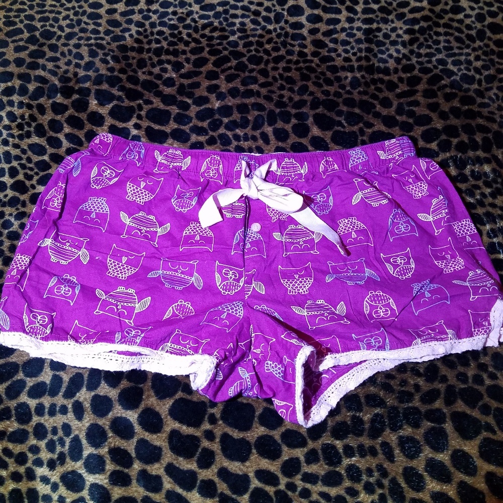 Magenta Owl Pattern Sleepwear Boxer Shorts Sz Med
